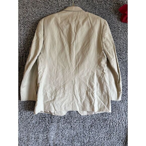 Men's Beige Blazer Jacket Size 48 Classic Formal Notch Lapel - Picture 11 of 11